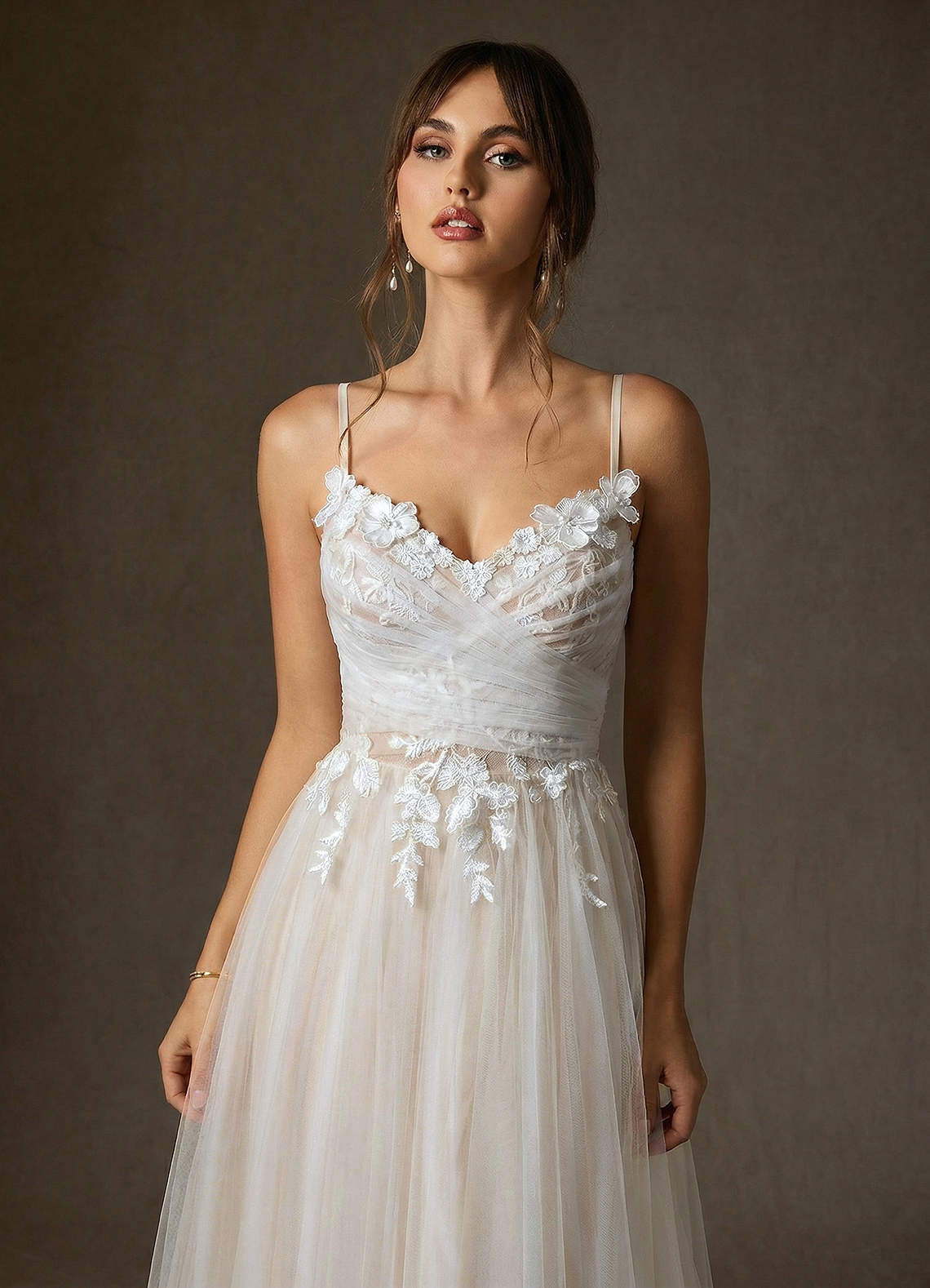 elyessen Zenia Diamond White Champagne A-Line Tulle Dress