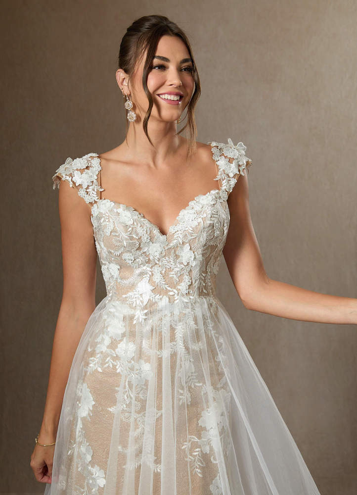 elyessen Diamond White A-Line Sweetheart Sequins Tulle Dress