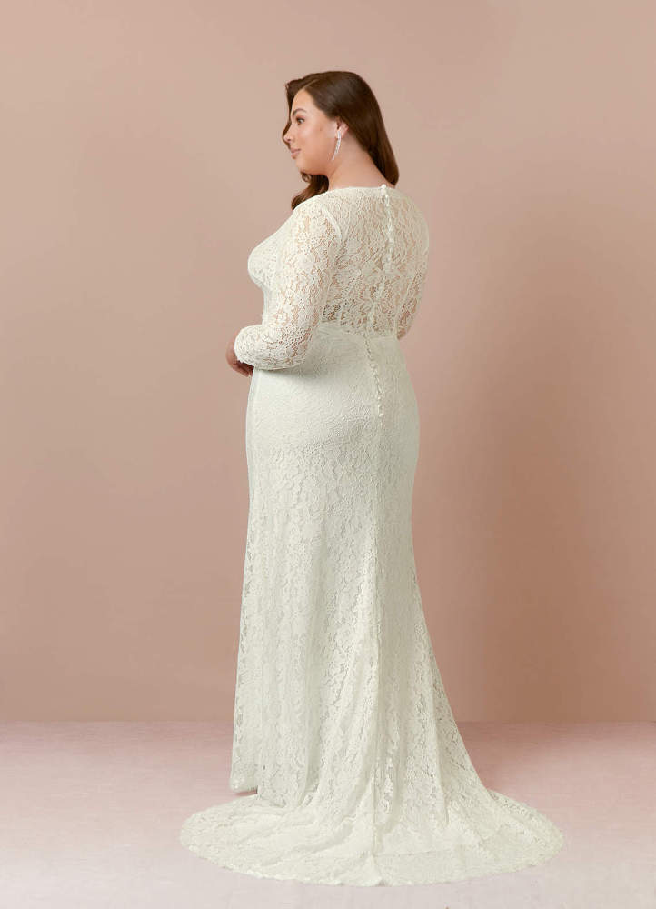 elyessen Cream Sheath V-Neck Tulle Dress