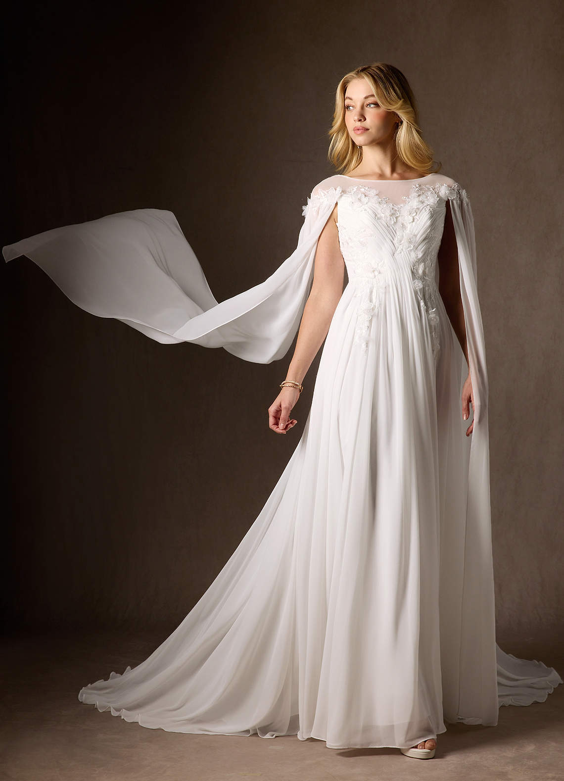 elyessen Linnea Diamond White A-Line Scoop Chiffon Dress