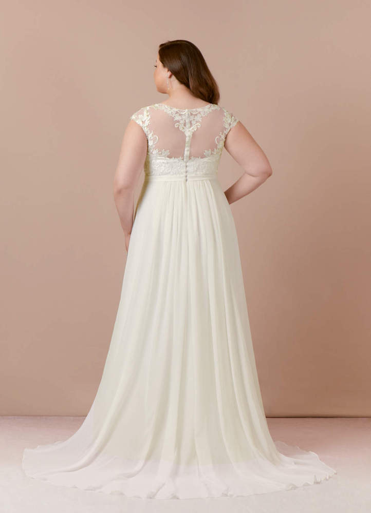 elyessen  Diamond White A-Line Scoop Sequins Chiffon Dress