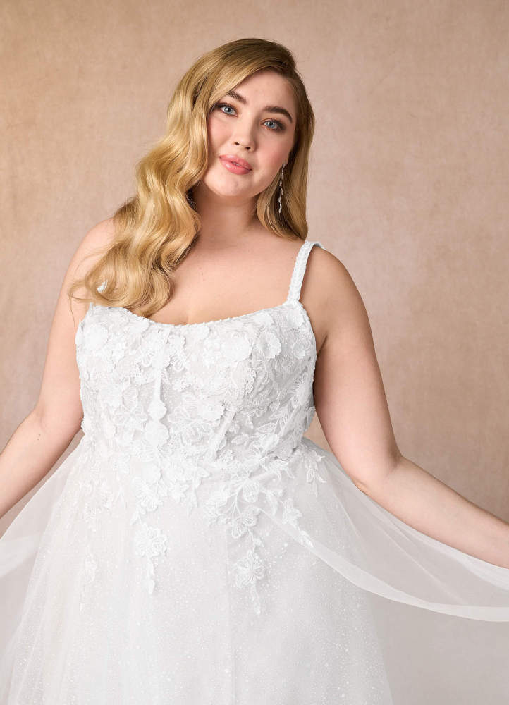 elyessen Jovana Diamond White A-Line Scoop Tulle Dress