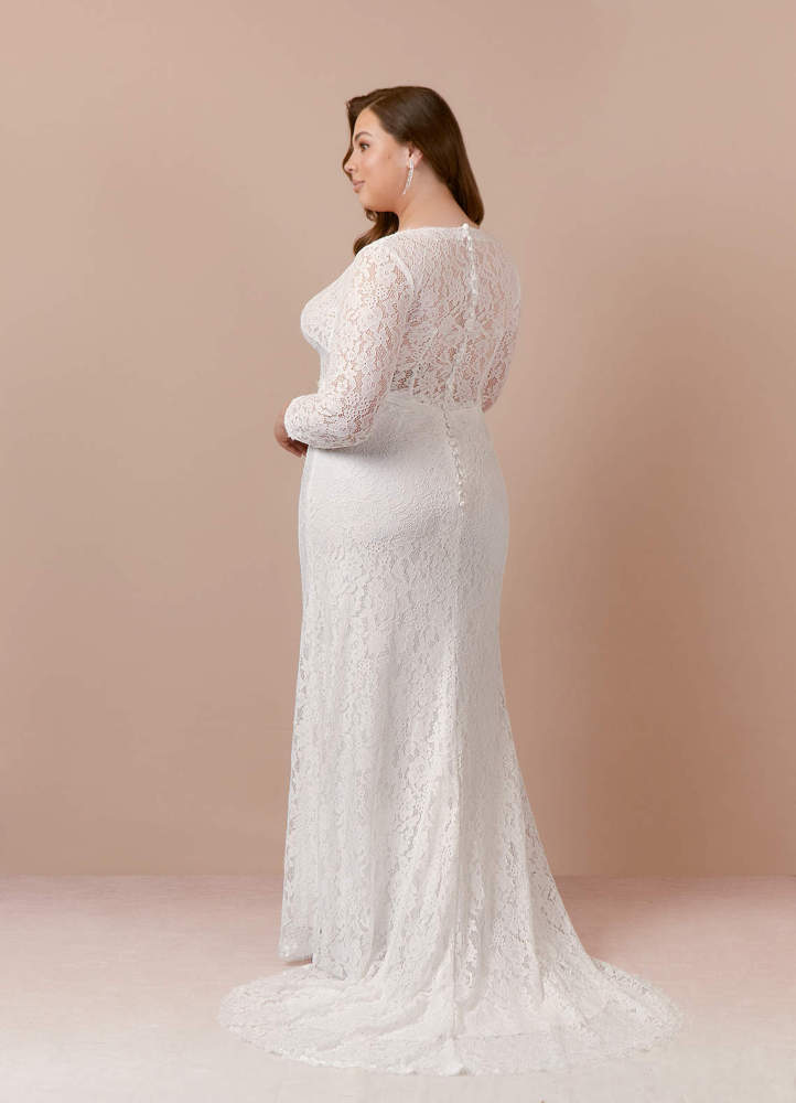 elyessen Indie Cream Sheath V-Neck Tulle Dress