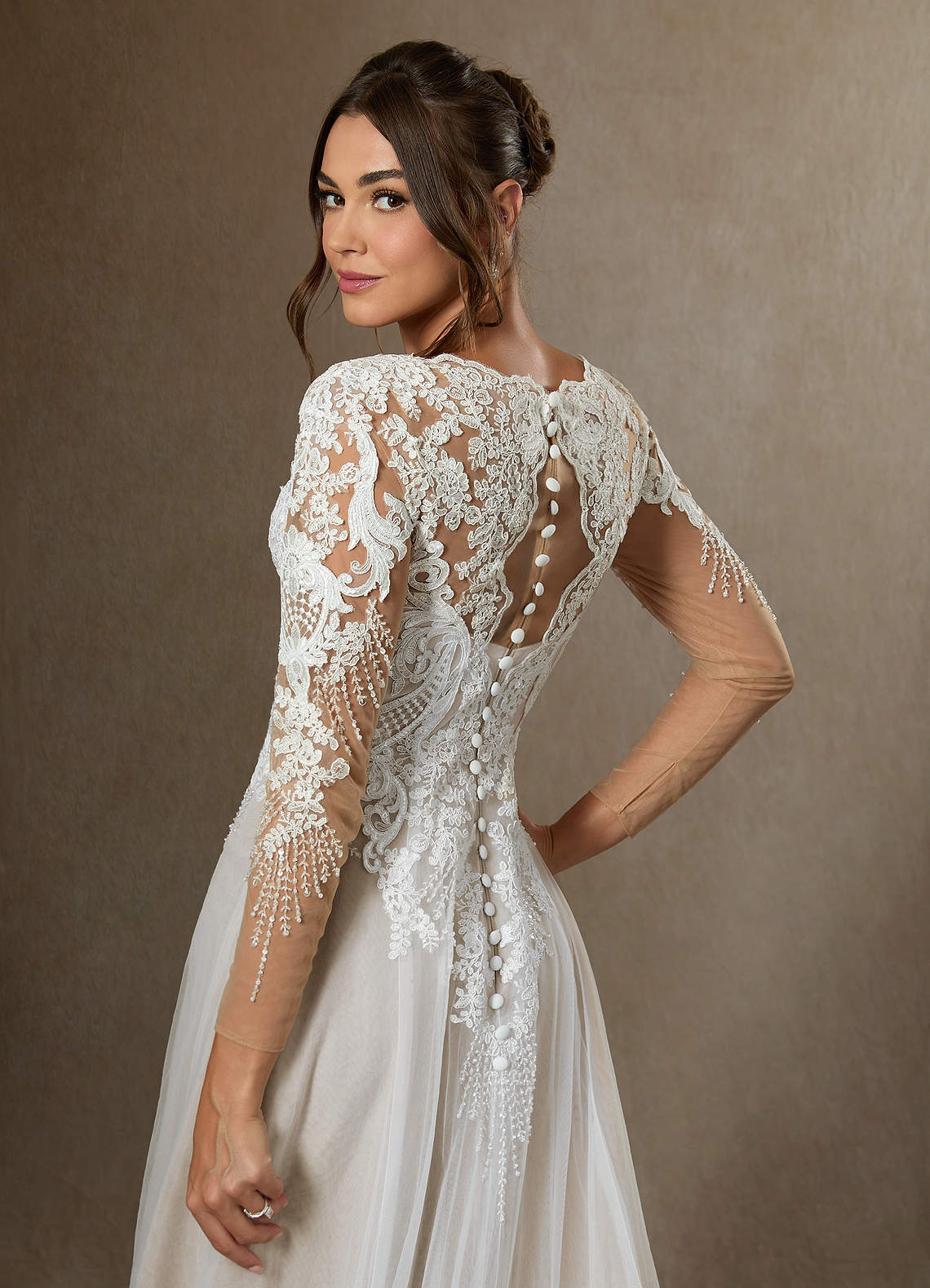 elyessen Essy Diamond White A-Line V-Neck Sequins Tulle Dress