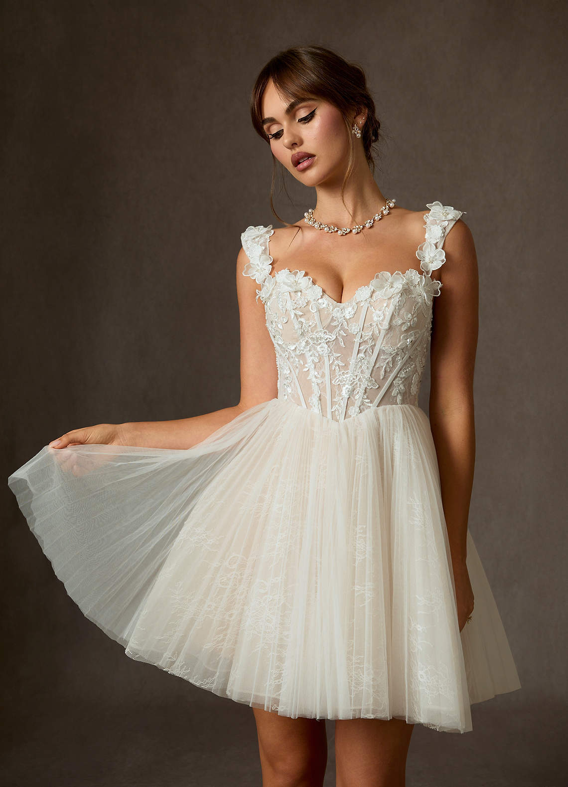 elyessen Sorel Diamond White Ball-Gown Off the Shoulder Lace Dress