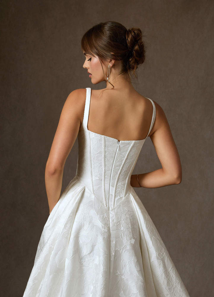 elyessen Delvina Diamond White Ball-Gown with Pockets Floral Jacquard Dress