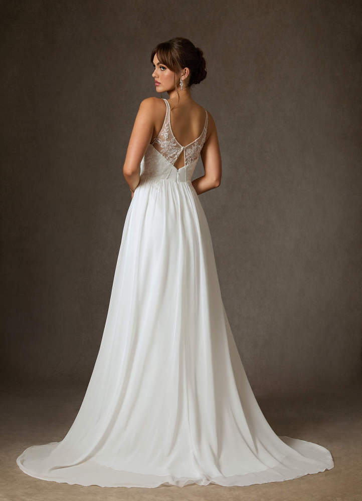 elyessen Carmella Diamond White A-Line Sequins Chiffon Dress
