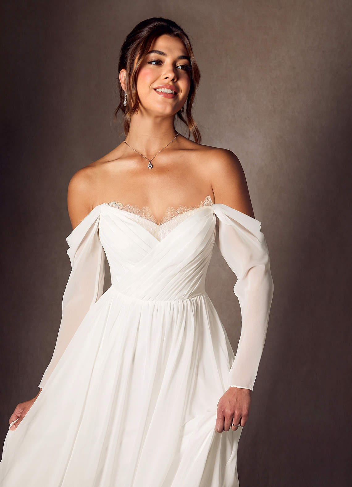 elyessen Lilith Diamond White A-Line Sweetheart lace Chiffon Dress