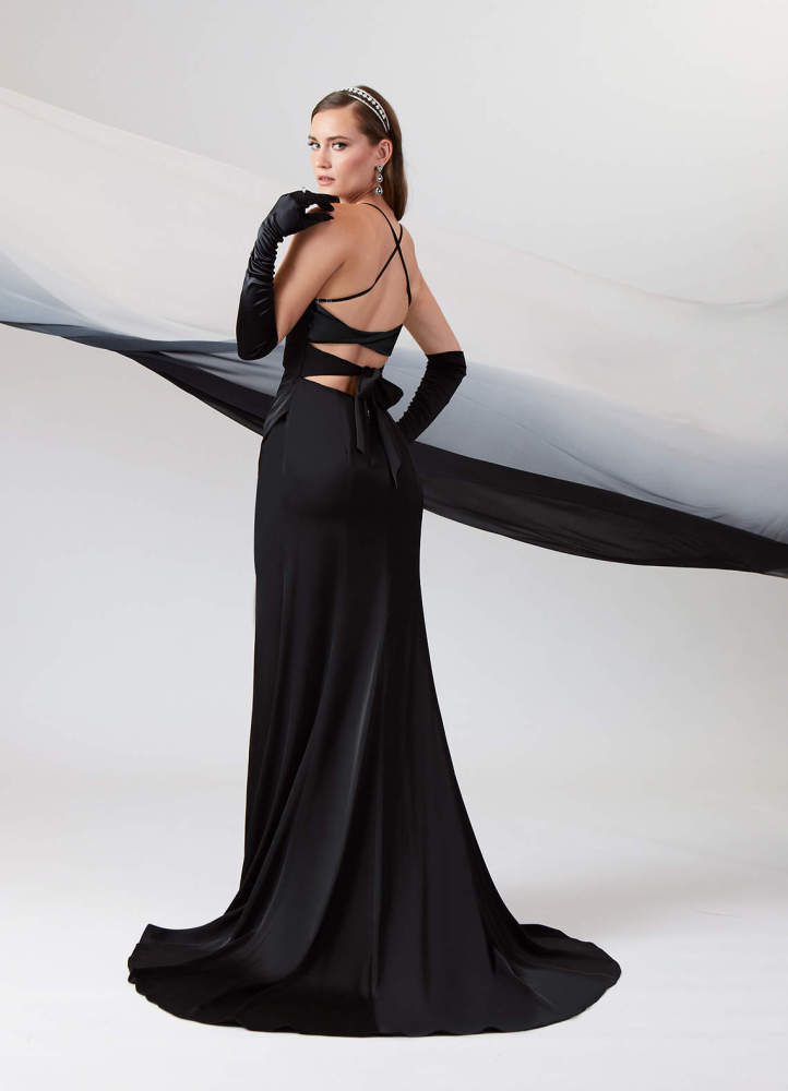 elyessen  Stretch Diamond White Mermaid Pleated Stretch Satin Dress