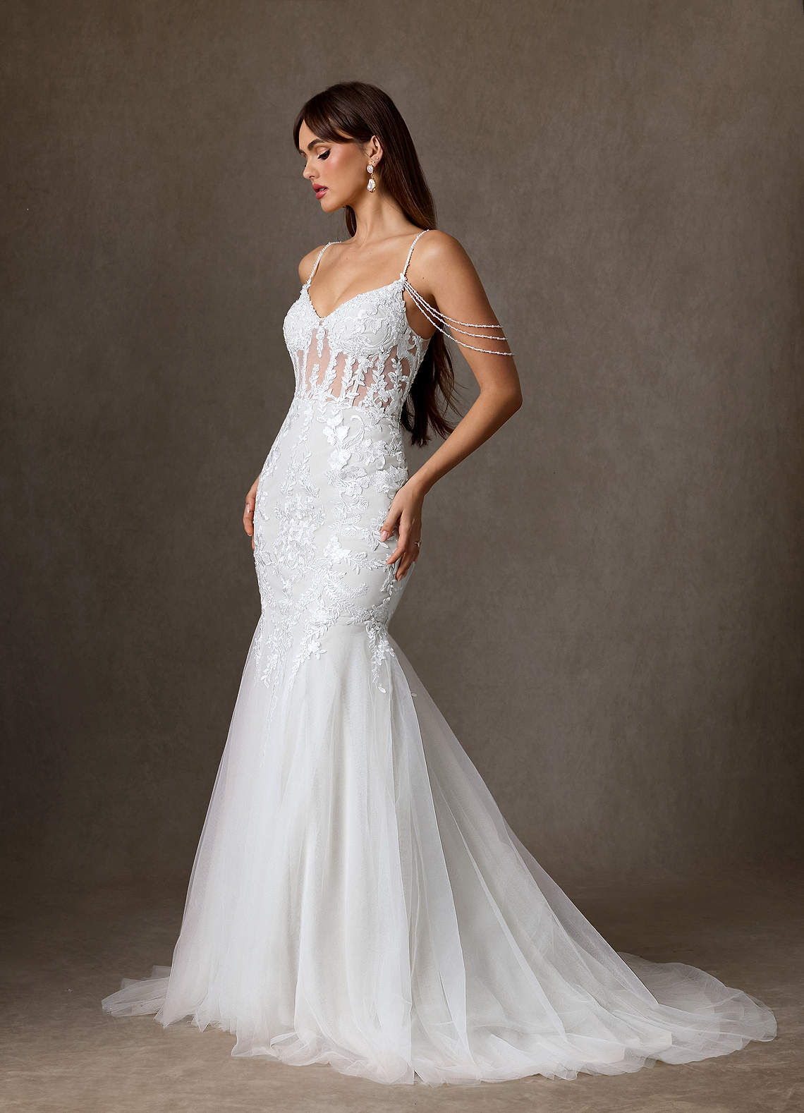elyessen Denise Diamond White Mermaid Sequins Tulle Dress