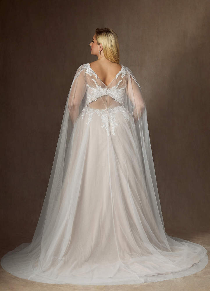 elyessen Goddess Two-Piece Diamond White A-Line V-Neck Sequins Tulle Dress