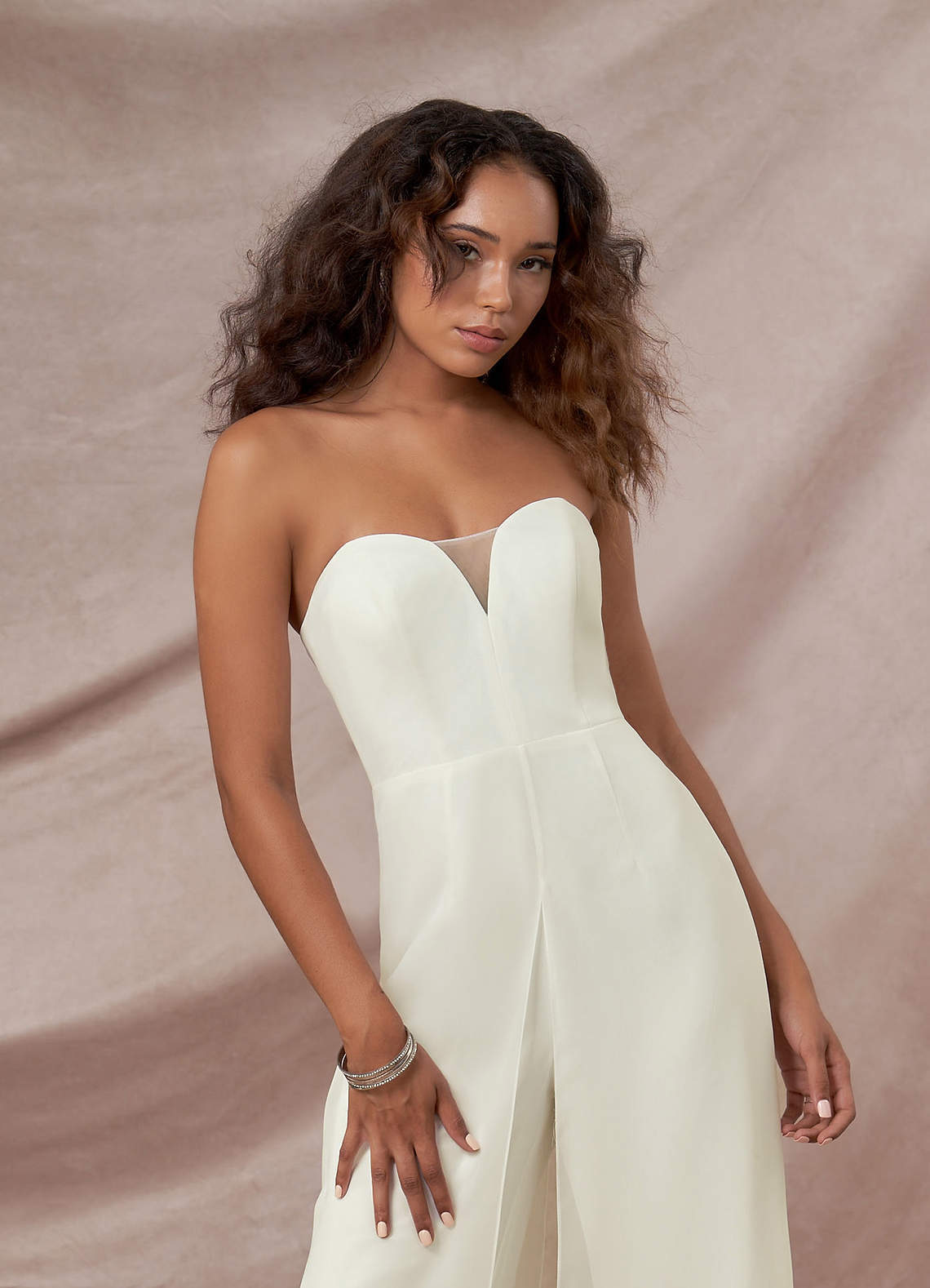 elyessen  Diamond White Pant Styles Strapless Chiffon Dress