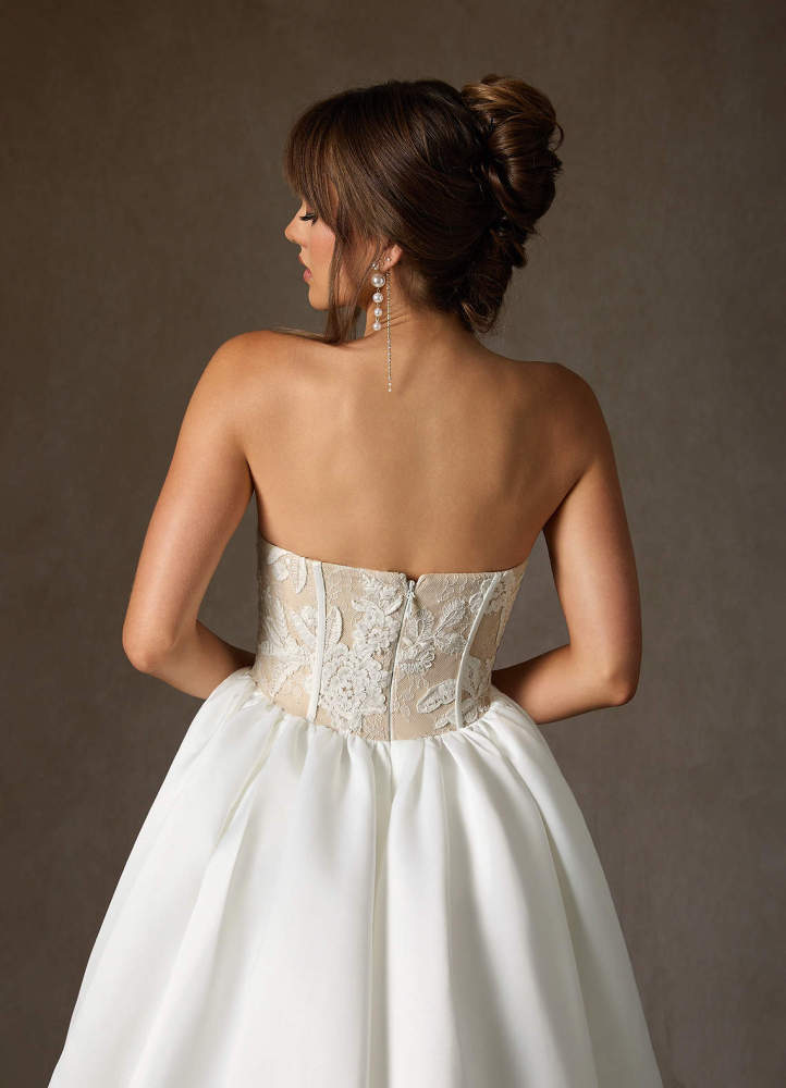 elyessen  Diamond White Ball-Gown Strapless Lace Dress