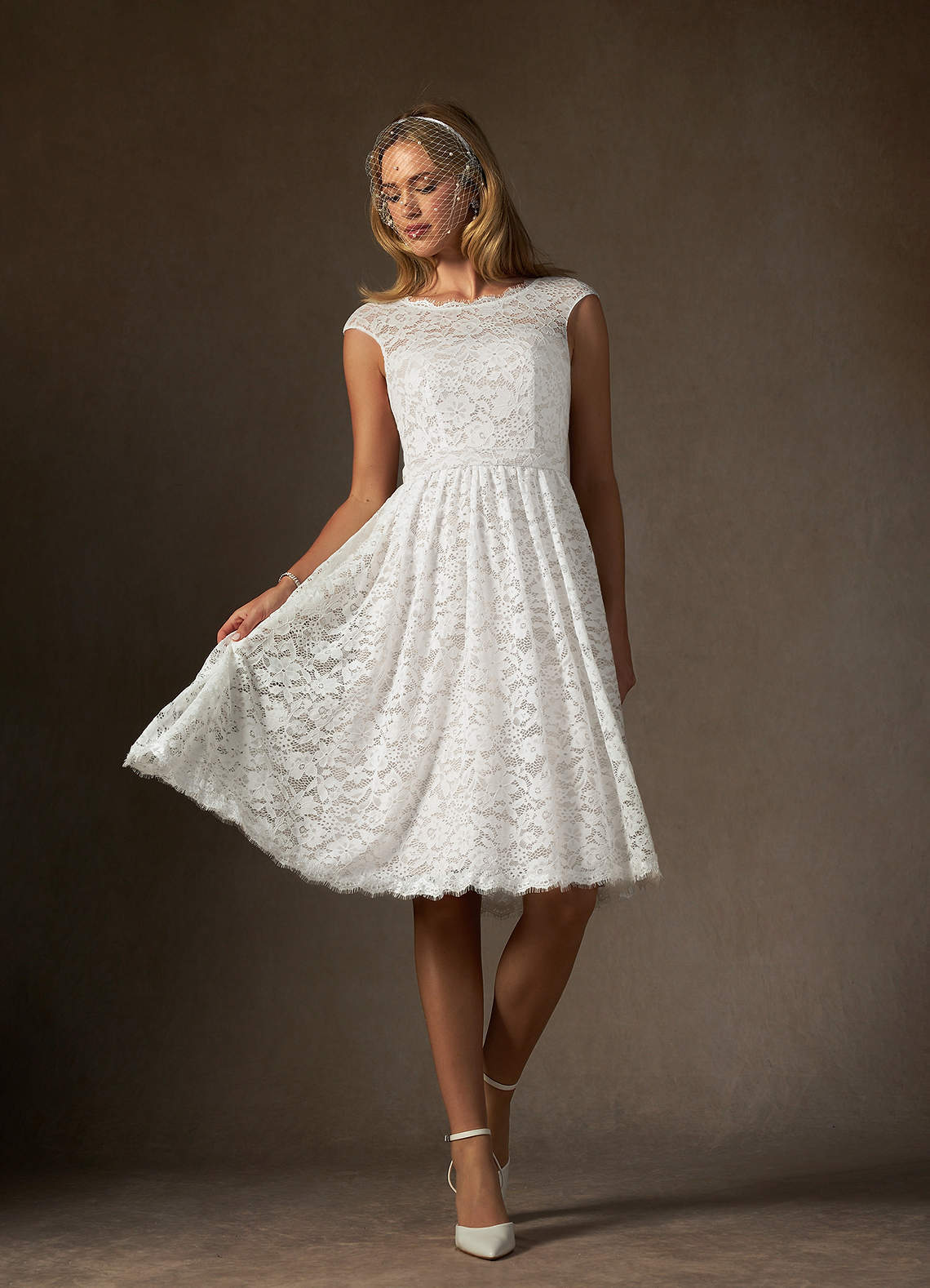 elyessen Ginnie Diamond White A-Line Lace Dress