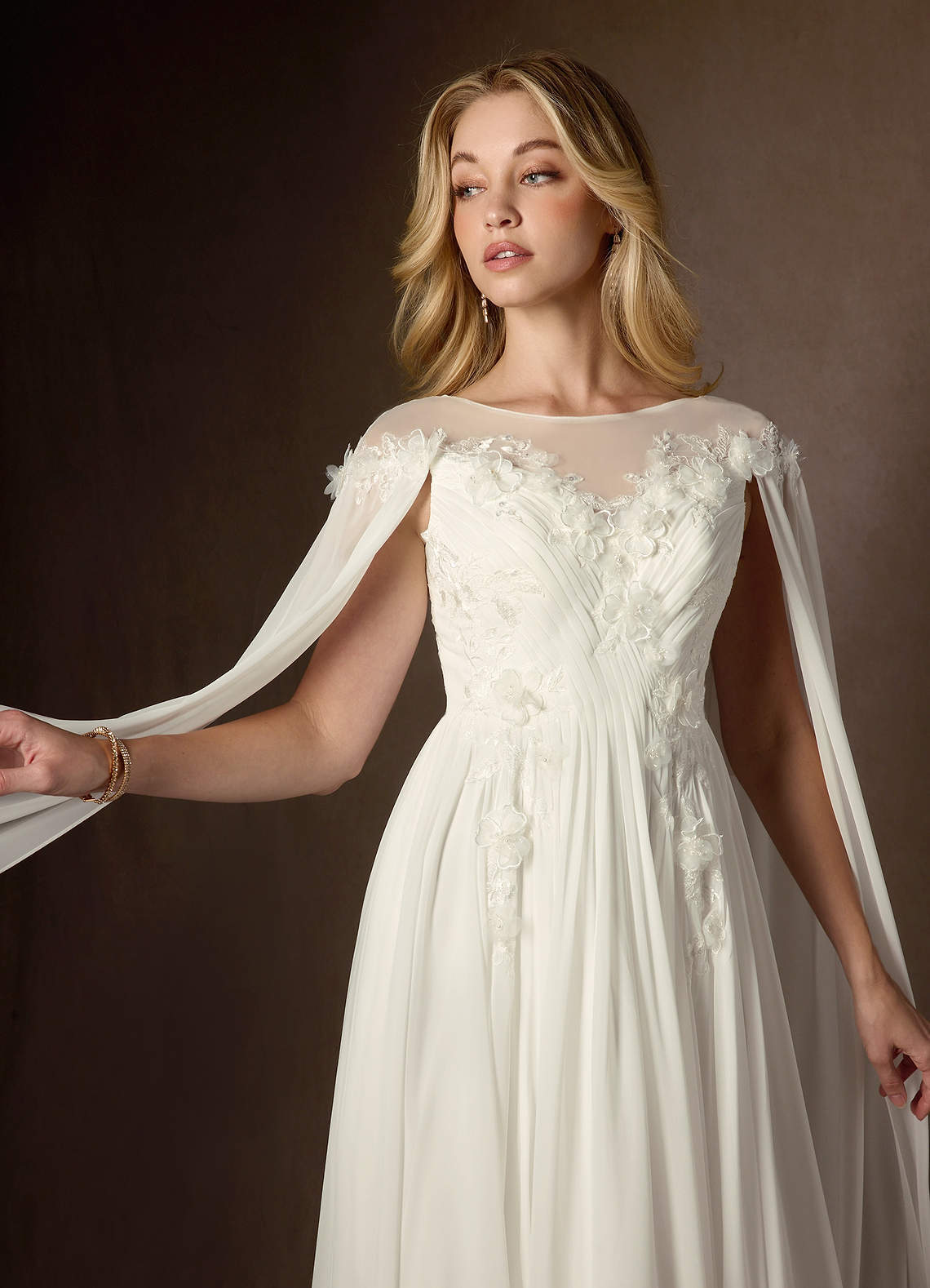 elyessen Diamond White A-Line Scoop Chiffon Dress