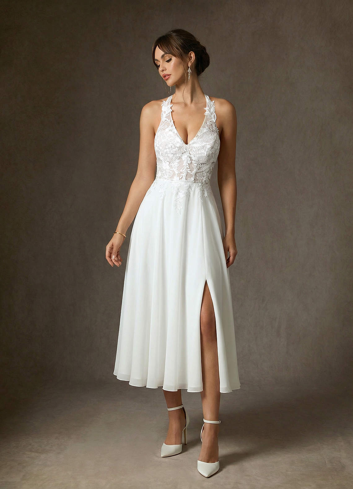 elyessen Sonia Diamond White A-Line Lace Dress