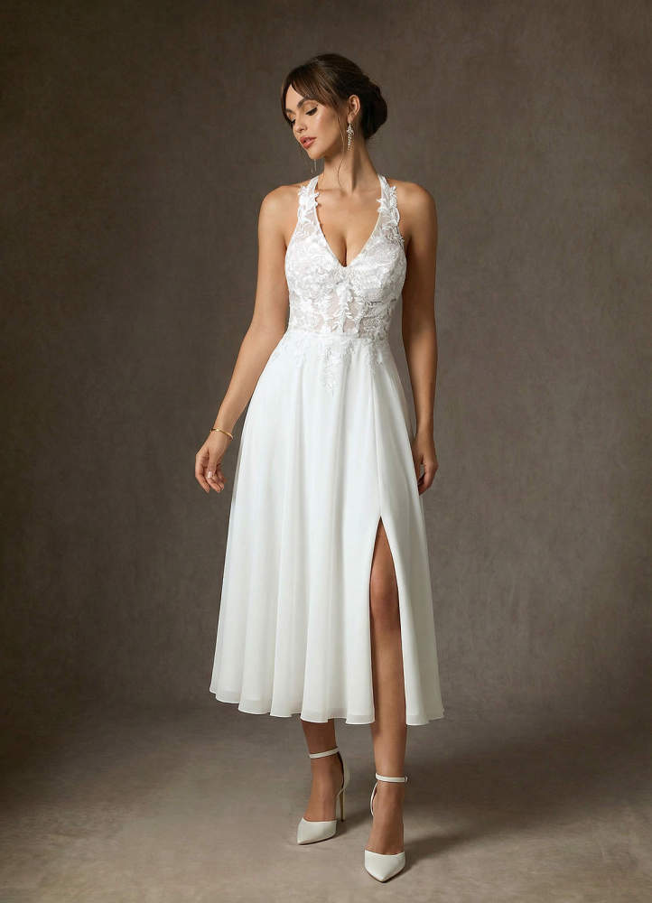 elyessen Sonia Diamond White A-Line Lace Dress