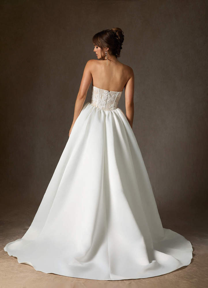 elyessen  Diamond White Ball-Gown Strapless Lace Dress