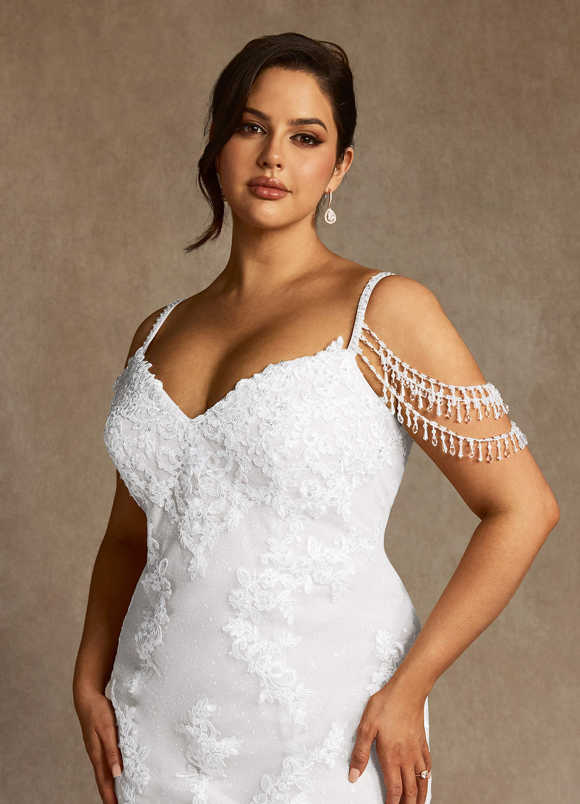 elyessen Saskia Diamond White Mermaid Sequins Tulle Dress