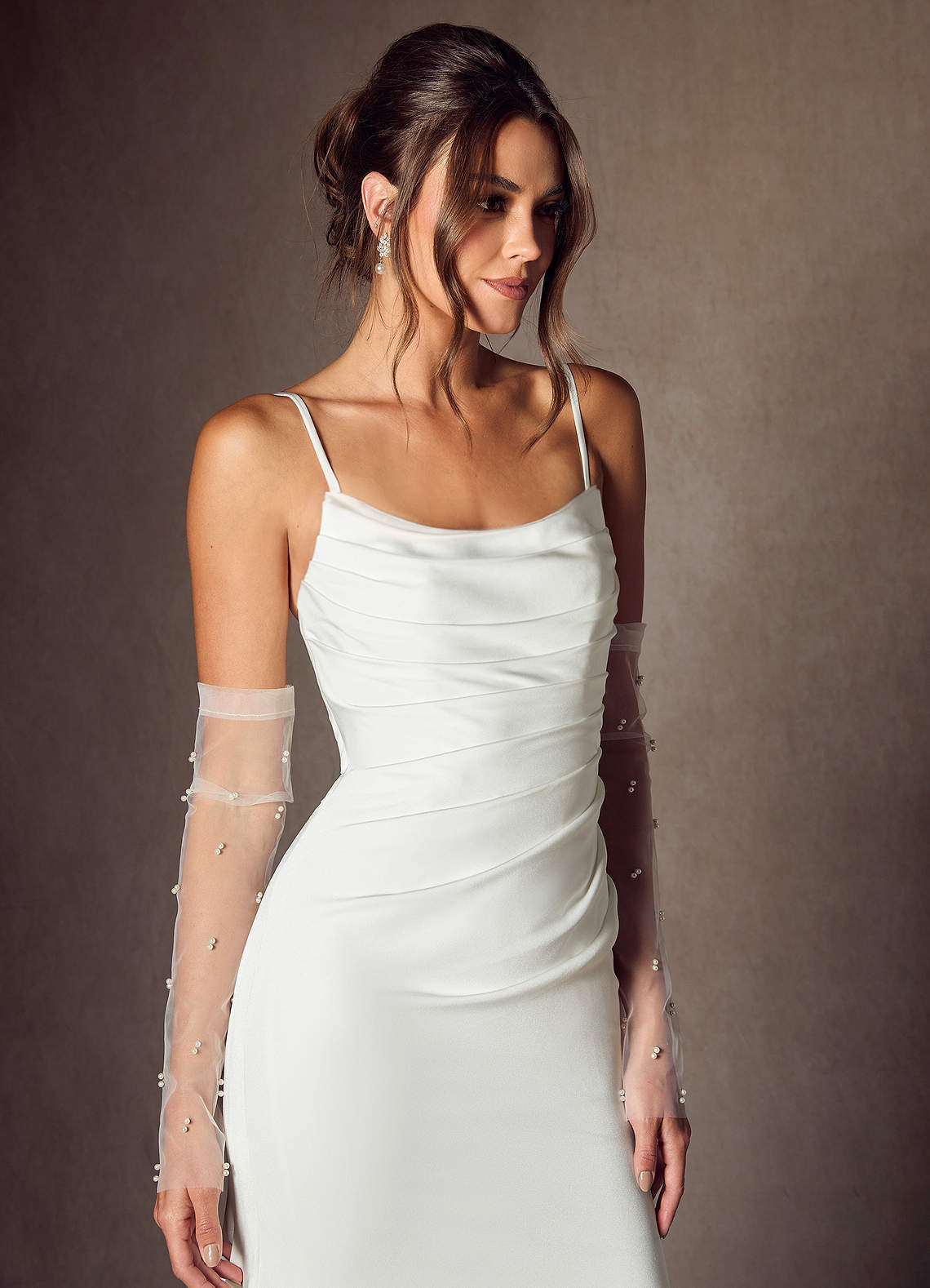 elyessen Elyse Diamond White Mermaid Strapless Crepe Back Satin Dress
