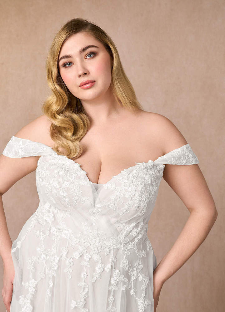 elyessen Botanica Diamond White A-Line Off the Shoulder Tulle Dress