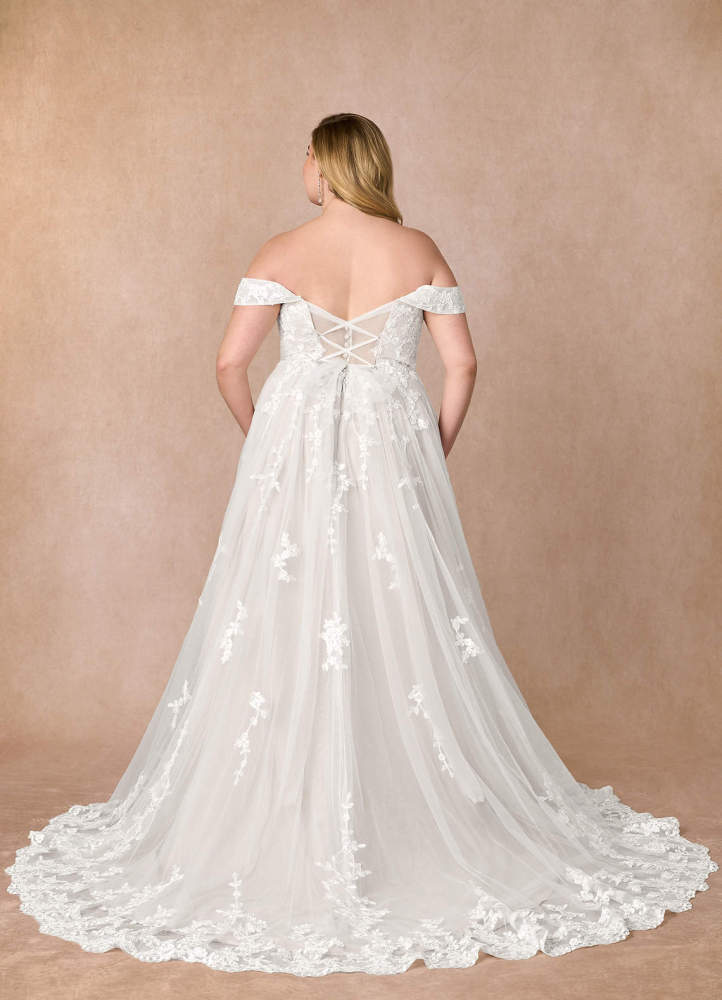elyessen Botanica Diamond White A-Line Off the Shoulder Tulle Dress