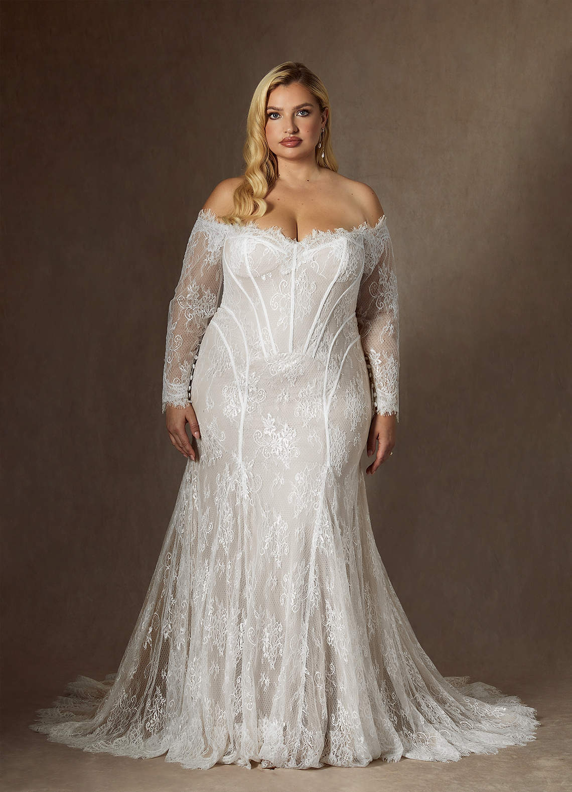 elyessen Katherine Diamond White Mermaid Off the Shoulder Tulle Dress