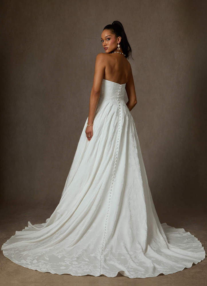 elyessen Kandice Diamond White Ball-Gown Floral Jacquard Dress