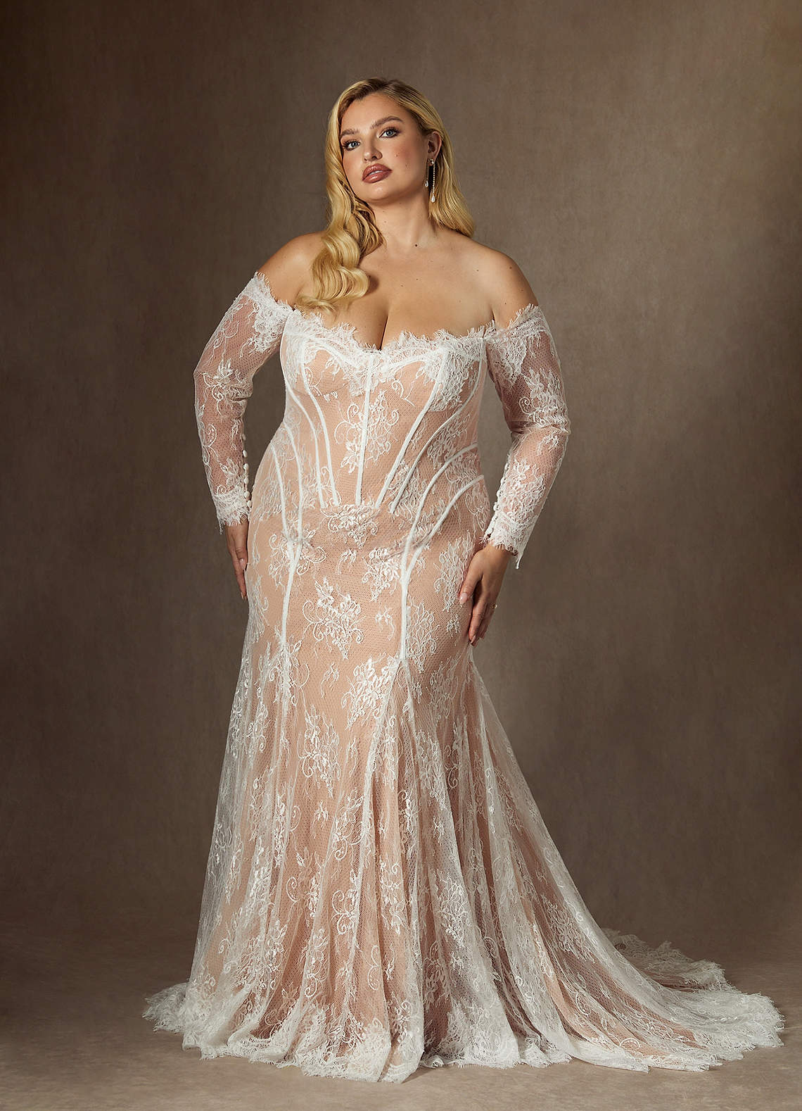 elyessen  Diamond White Mermaid Off the Shoulder Tulle Dress
