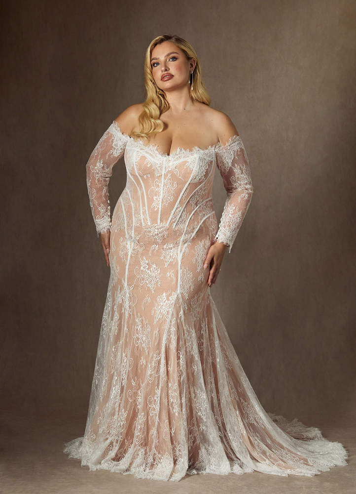 elyessen  Diamond White Mermaid Off the Shoulder Tulle Dress