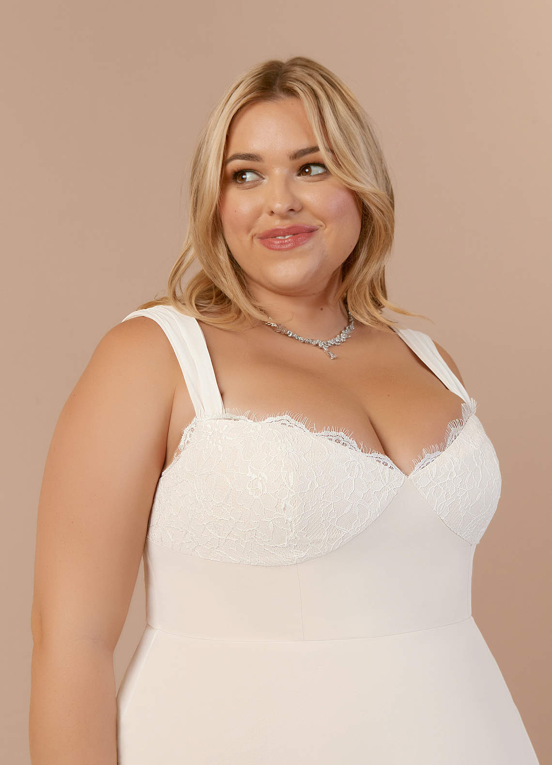 elyessen  Diamond White A-Line Sweetheart lace Chiffon Dress