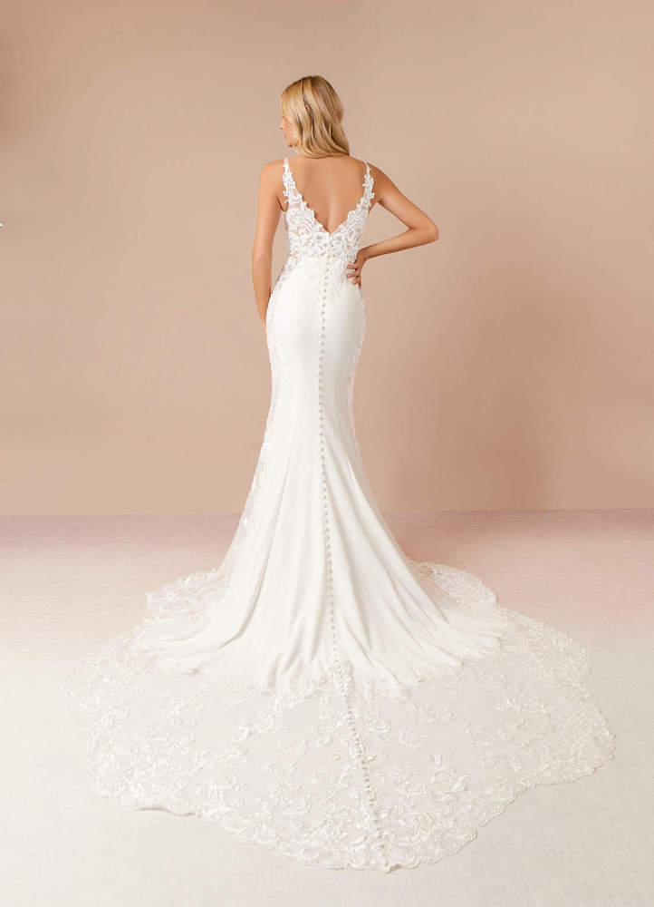 elyessen Estephanie Stretch Diamond White Mermaid Sequins Stretch Crepe Dress