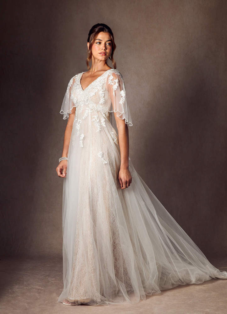 elyessen Renesmee Diamond White A-Line Sequins Tulle Dress