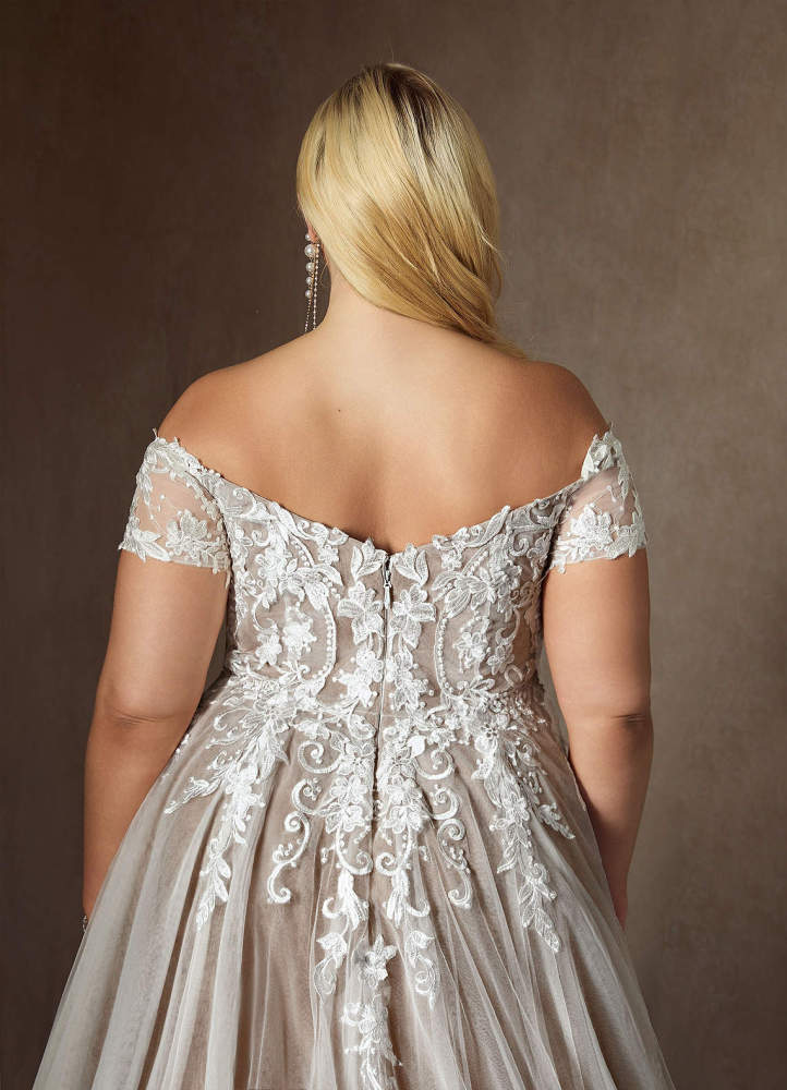 elyessen  Diamond White Ball-Gown Off the Shoulder Tulle Dress