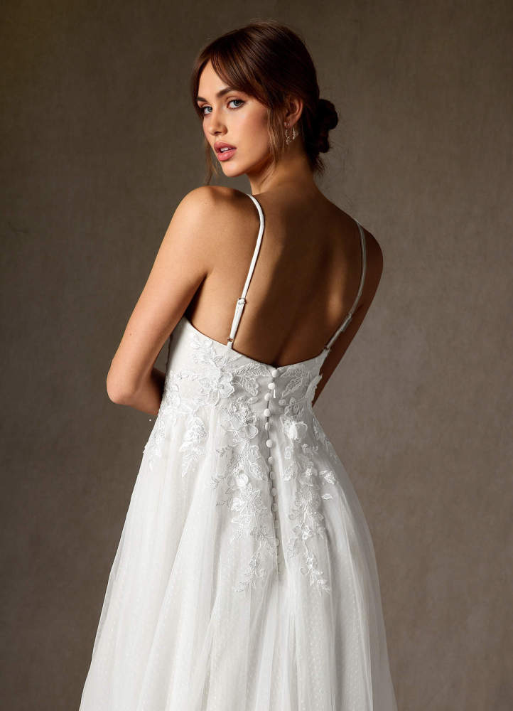 elyessen Nikita Diamond White A-Line Sequins Tulle Dress