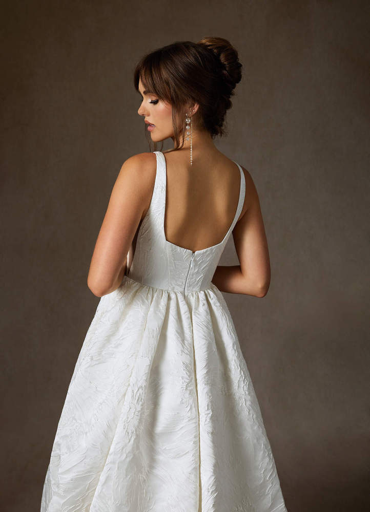 elyessen  Diamond White Ball-Gown with Pockets Floral Jacquard Dress