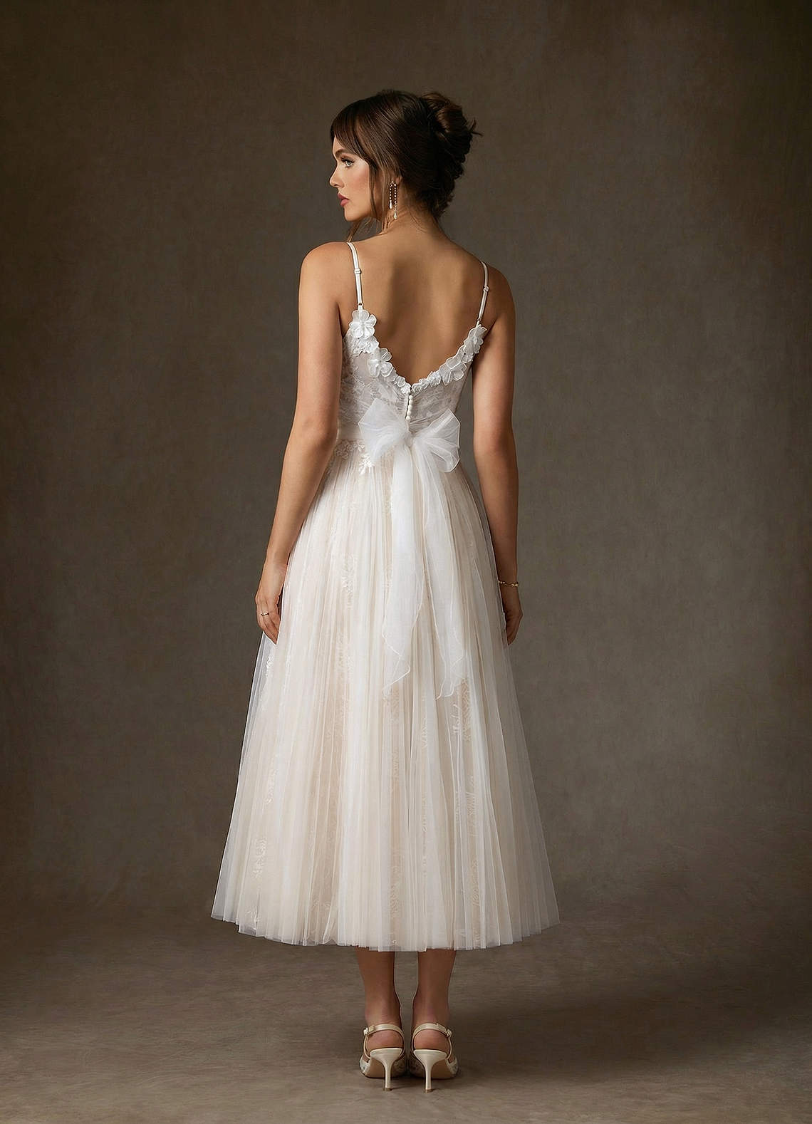 elyessen Zenia Diamond White Champagne A-Line Tulle Dress
