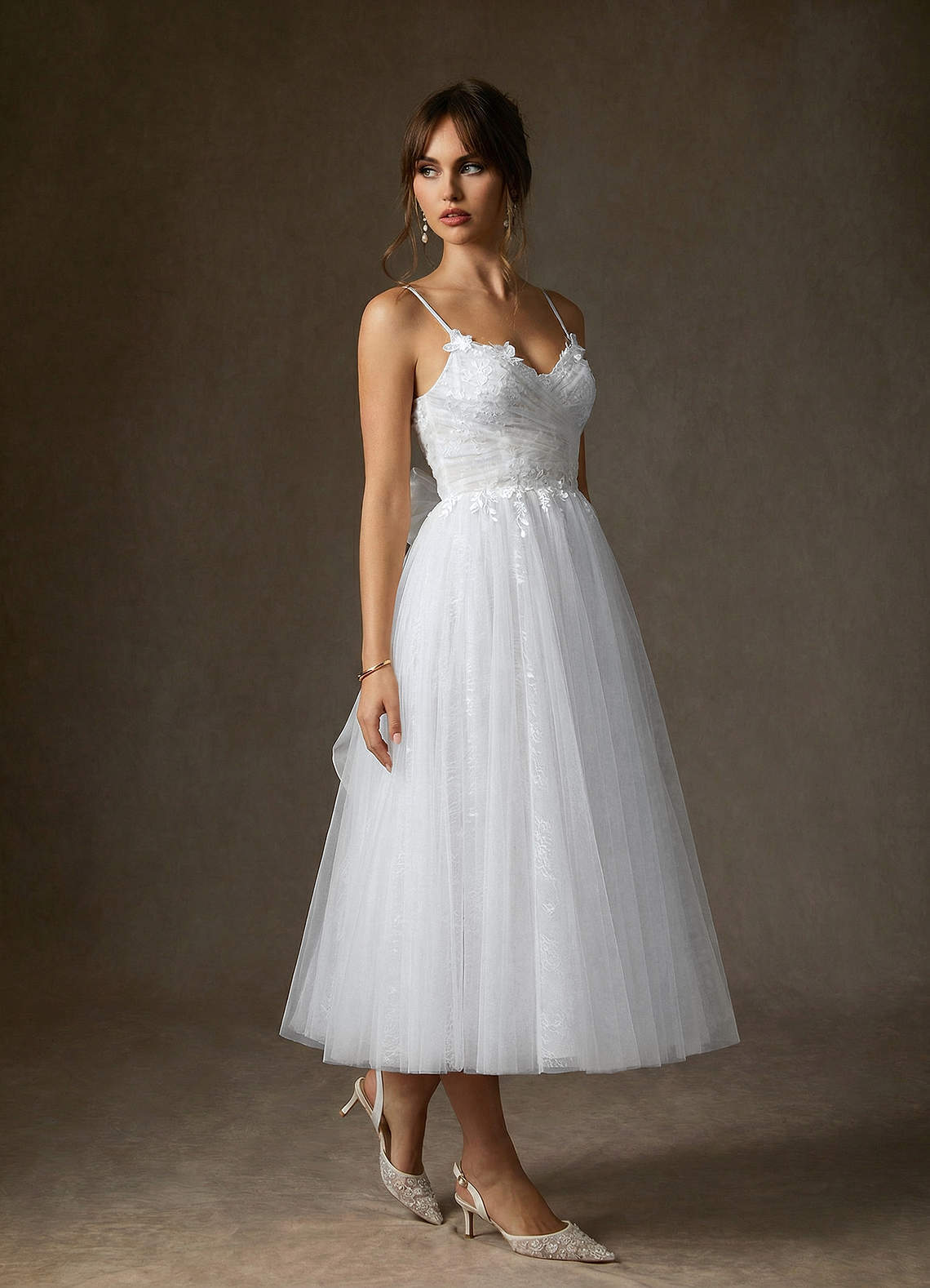 elyessen Zenia Diamond White Champagne A-Line Tulle Dress