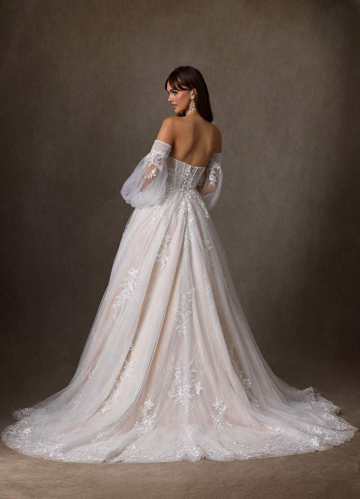 elyessen Two-Piece Diamond White Ball-Gown Strapless Lace Dress