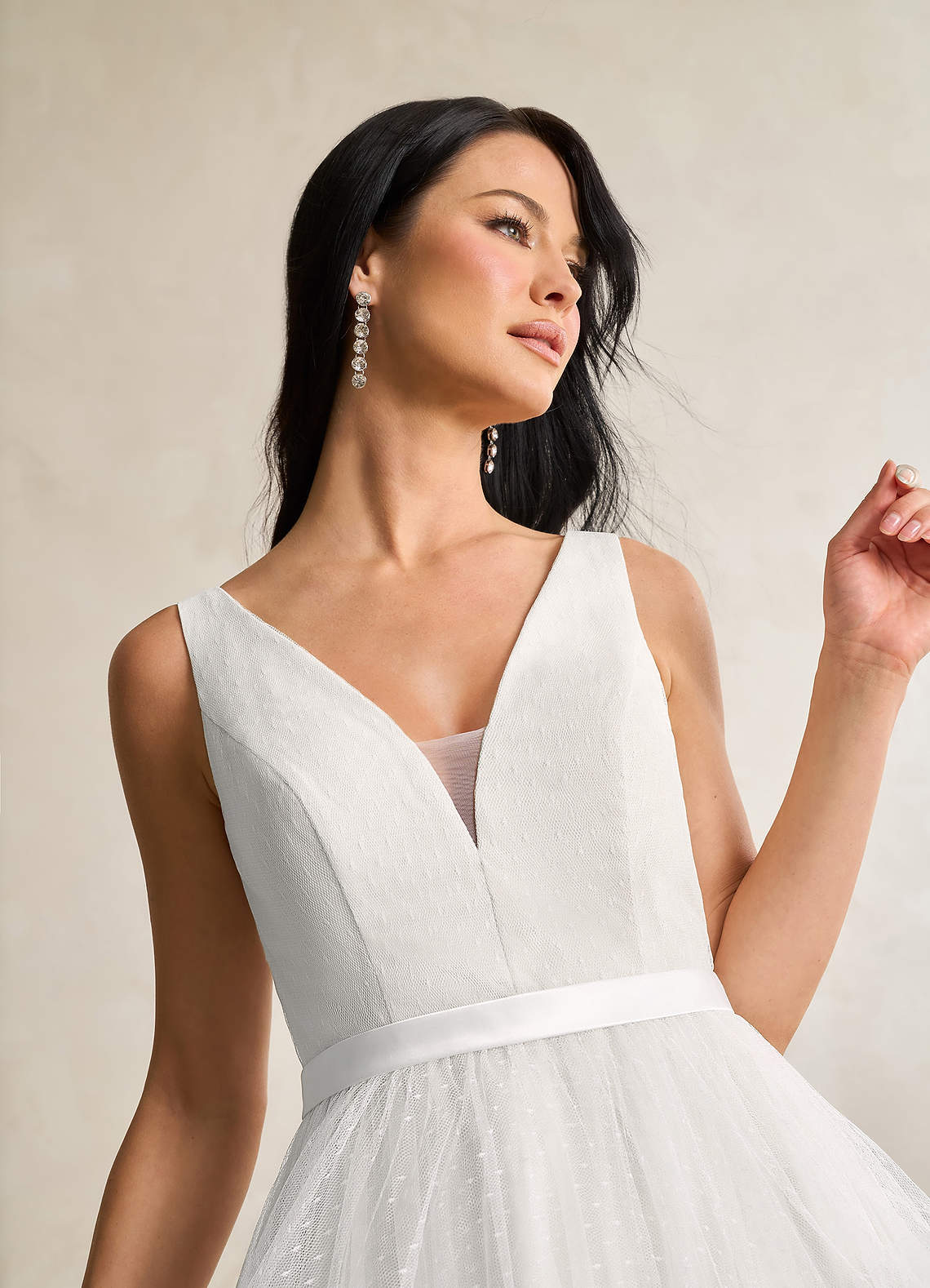 elyessen Windsor Diamond White A-Line Bow Tulle Dress