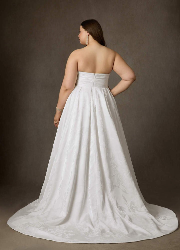 elyessen Daliah Diamond White A-Line Strapless Floral Jacquard Dress