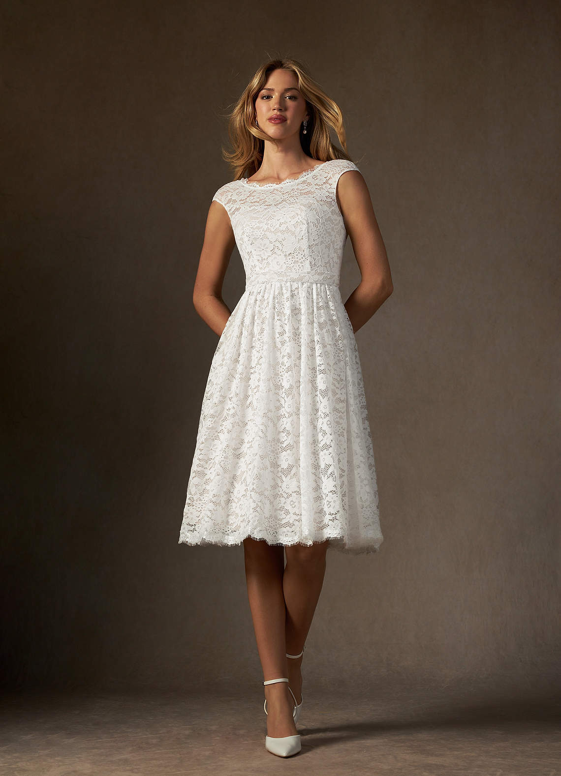 elyessen Ginnie Diamond White A-Line Lace Dress