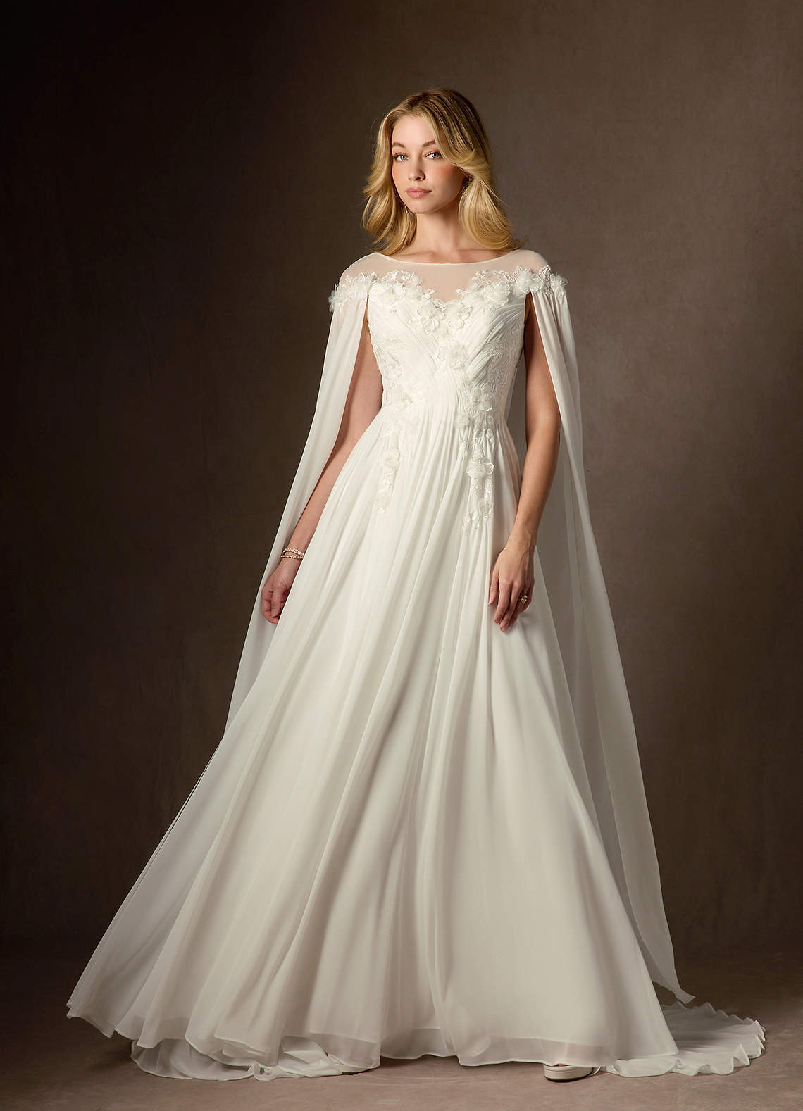 elyessen Diamond White A-Line Scoop Chiffon Dress