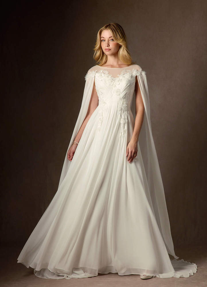 elyessen Diamond White A-Line Scoop Chiffon Dress
