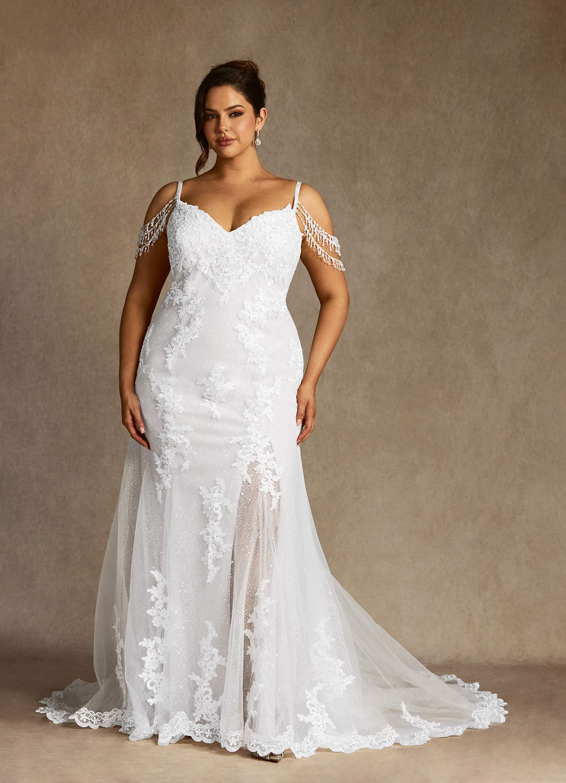 elyessen Saskia Diamond White Mermaid Sequins Tulle Dress