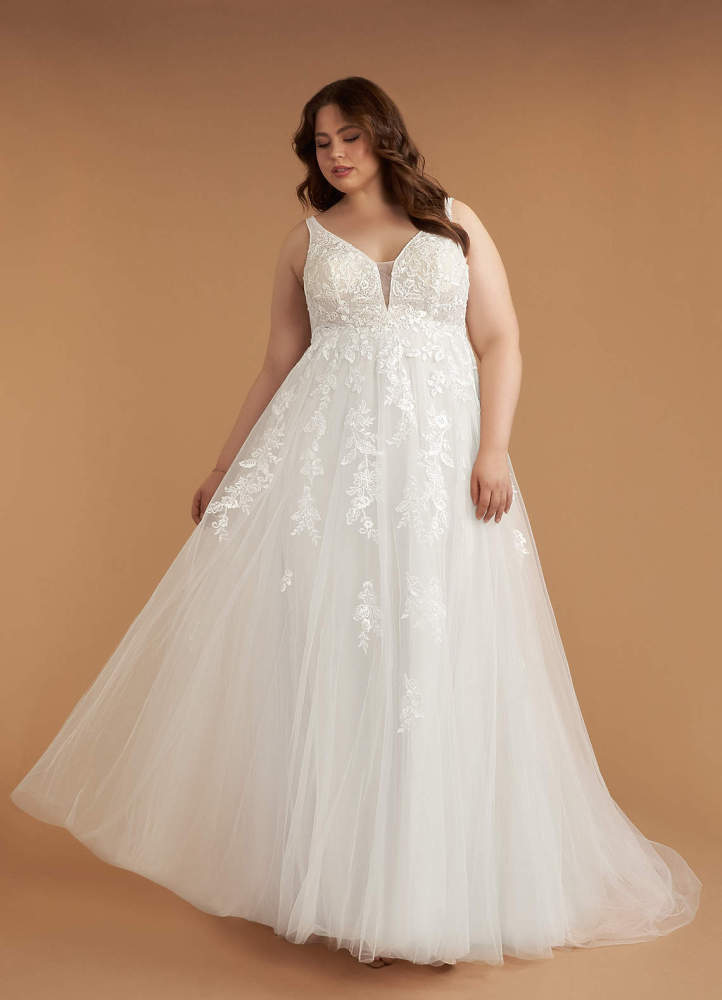 elyessen Sorella Free pannier Diamond White A-Line V-Neck Sequins Tulle Dress
