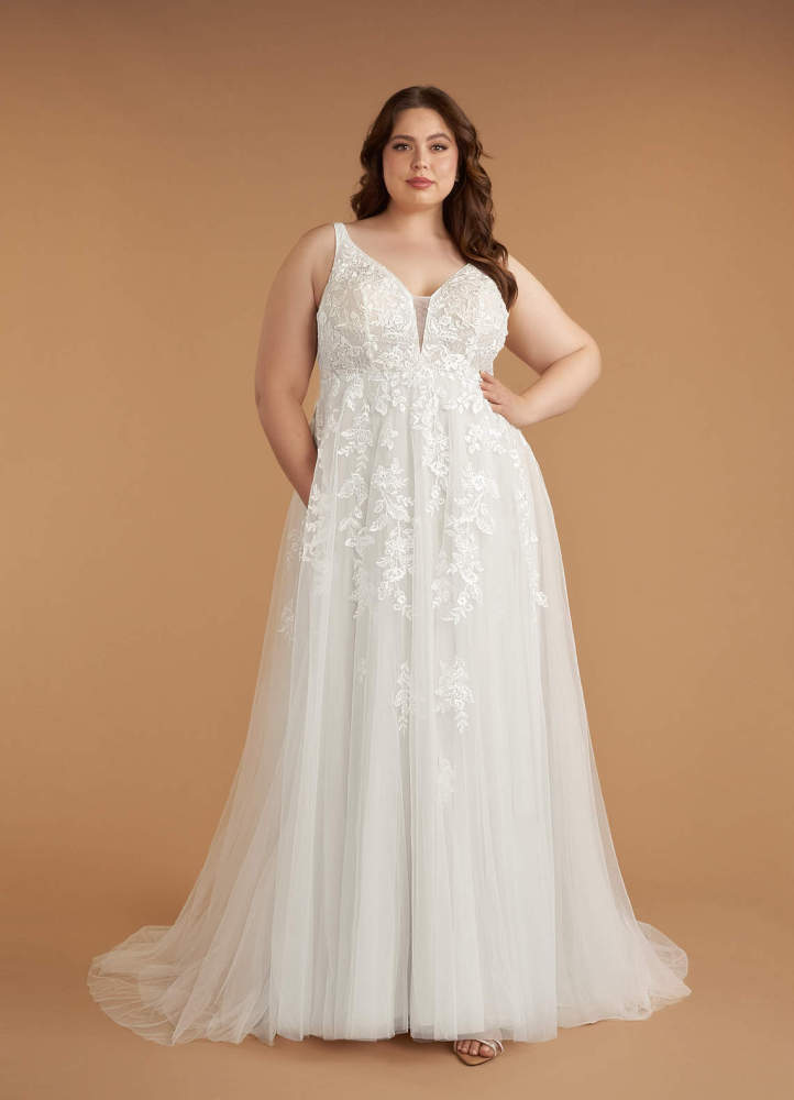 elyessen Sorella Free pannier Diamond White A-Line V-Neck Sequins Tulle Dress
