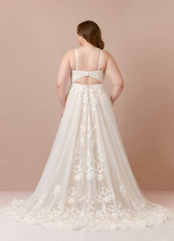 elyessen Free pannier Diamond White A-Line V-Neck Lace Tulle Dress