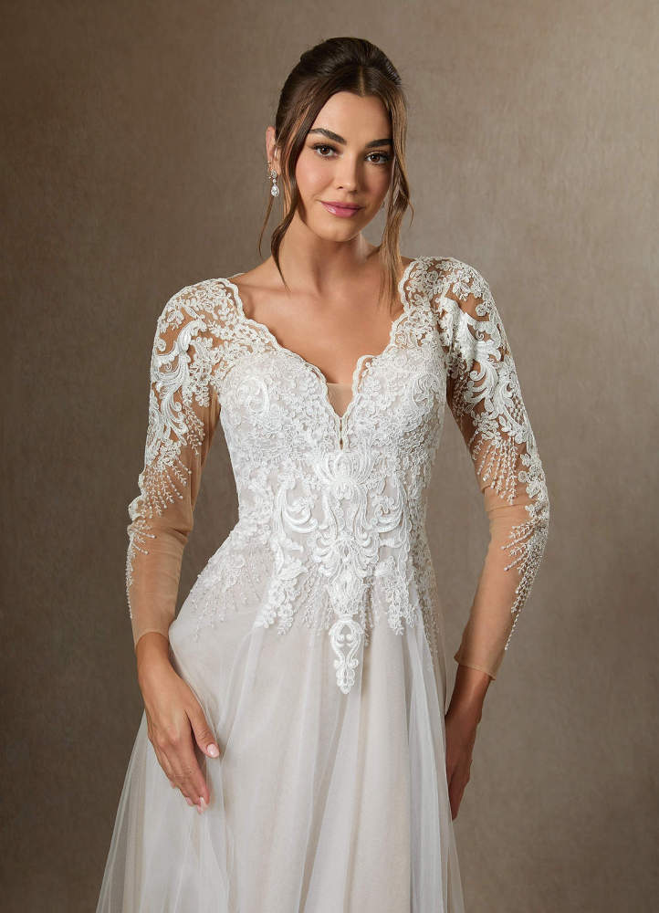 elyessen Essy Diamond White A-Line V-Neck Sequins Tulle Dress