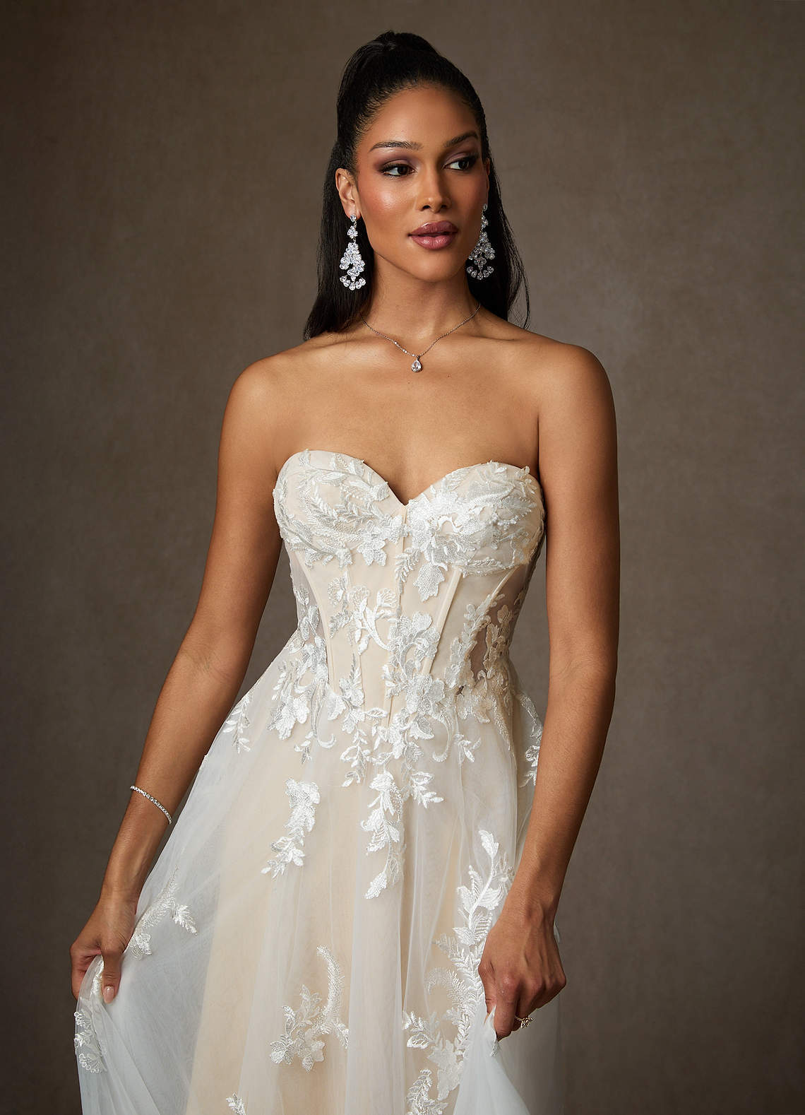 elyessen  Diamond White A-Line Sequins Tulle Dress